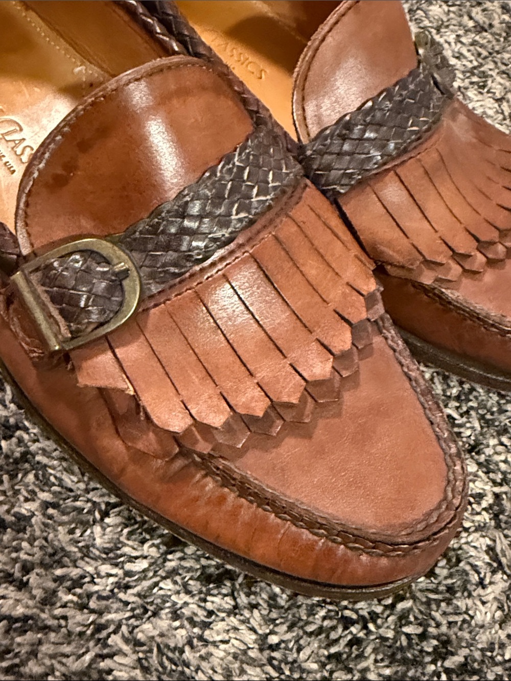 Maine Classics Men’s 10D Brown Leather Kiltie Loafers Braided Penny Moc Shoes - Picture 10 of 10
